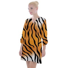 Tiger Skin Pattern Open Neck Shift Dress by Ket1n9