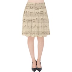 Vintage Beige Music Notes Velvet High Waist Skirt by Loisa77