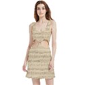 Vintage Beige Music Notes Velour Cutout Dress View1