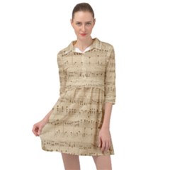 Vintage Beige Music Notes Mini Skater Shirt Dress by Loisa77