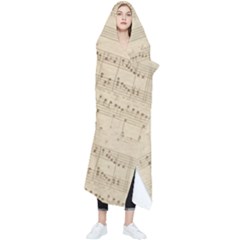 Vintage Beige Music Notes Wearable Blanket by Loisa77