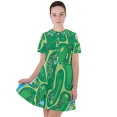 Golf Course Par Green Short Sleeve Shoulder Cut Out Dress  by Loisa77