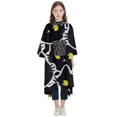 Cat Pattern Pet Drawing Eyes Kids  Hooded Rain Ponchos by Loisa77