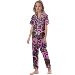 Pink Browning Deer Glitter Camo Camouflage Kids  Satin Short Sleeve Pajamas Set by Loisa77