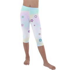 Stars Cute Pastel Pattern Rainbow Kids  Lightweight Velour Capri Leggings  by Loisa77