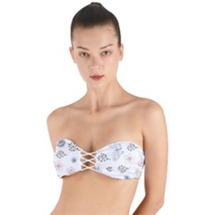 Butterflies Cute Flower Pastel Pattern Twist Bandeau Bikini Top by Loisa77