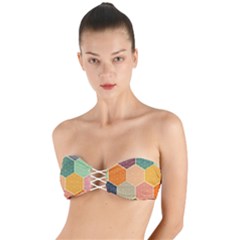 Hexagonal Pattern Vector Twist Bandeau Bikini Top by Loisa77