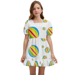 Balloon Ball District Colorful Kids  Short Sleeve Dolly Dress by Ket1n9