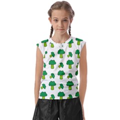 Broccoli Pattern 7 Kids  Raglan Cap Sleeve T-shirt by CocoBellKidsTV24