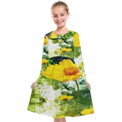 Yellow Flowers Kids  Midi Sailor Dress by Ket1n9