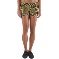 Yellow Snake Skin Pattern Yoga Shorts by Ket1n9