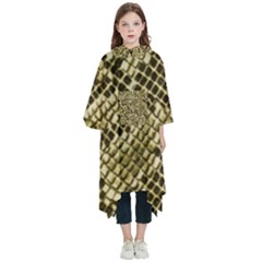 Yellow Snake Skin Pattern Kids  Hooded Rain Ponchos by Ket1n9