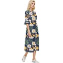 Flower Grey Pattern Floral Double Cuff Midi Dress View3