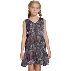 Grapevine Symphony Print Pattern Bk Kids  Sleeveless Tiered Mini Dress by dflcprintsclothing