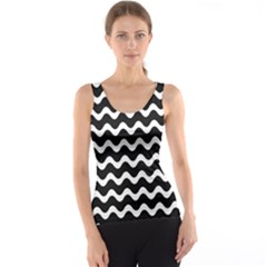 Wave-black White Women s Basic Tank Top by kyorashop23