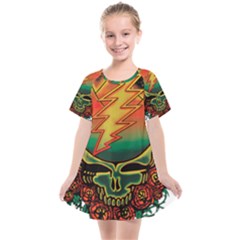 Grateful Steal Your Face Deadhead Hippie Logo Symbol Kids  Smock Dress by Loisa77