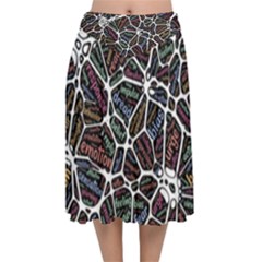 Mental Human Experience Mindset Velvet Flared Midi Skirt by Paksenen