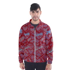 Love Hearts Valentine Red Symbol Men s Windbreaker by Paksenen