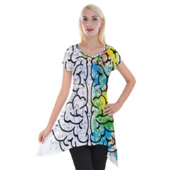 Brain Mind Psychology Idea Drawing Short Sleeve Side Drop Tunic by Loisa77