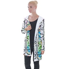 Brain Mind Psychology Idea Drawing Longline Hooded Cardigan by Loisa77