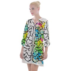 Brain Mind Psychology Idea Drawing Open Neck Shift Dress by Loisa77