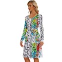 Brain Mind Psychology Idea Drawing Long Sleeve Dress With Pocket View2