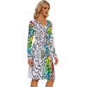 Brain Mind Psychology Idea Drawing Long Sleeve Dress With Pocket View3