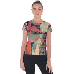 Backgrounds Multi Colored Abstract Short Sleeve Sports Top  by Loisa77