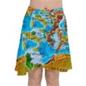 World Map Chiffon Wrap Front Skirt View1