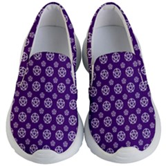 White Pentacle And Purple Pattern Kids Lightweight Slip Ons by cheekywitch