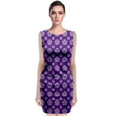 White Pentacle And Purple Pattern Classic Sleeveless Midi Dress by cheekywitch