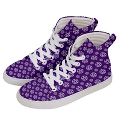 White Pentacle And Purple Pattern Women s Hi-top Skate Sneakers by cheekywitch