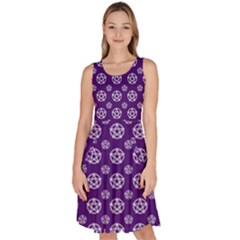 White Pentacle And Purple Pattern Knee Length Skater Dress With Pockets by cheekywitch