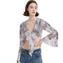 Cracked Marble Symphony Pattern Design Trumpet Sleeve Cropped Top View3