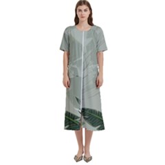 Banana Leaf Plant Pattern Women s Cotton Short Sleeve Nightgown by anzea