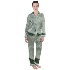 Banana Leaf Plant Pattern Women s Long Sleeve Satin Pajamas Set	 by anzea