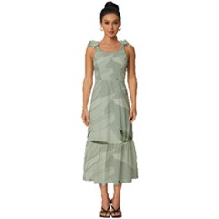 Banana Leaf Plant Pattern Tie-strap Tiered Midi Chiffon Dress by anzea