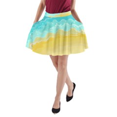 Abstract Background Beach Coast A-line Pocket Skirt by anzea