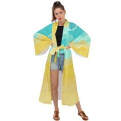 Abstract Background Beach Coast Maxi Kimono by anzea