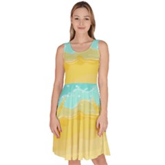 Abstract Background Beach Coast Knee Length Skater Dress With Pockets by anzea