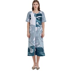 Monstera Leaves Background Women s Cotton Short Sleeve Nightgown by anzea