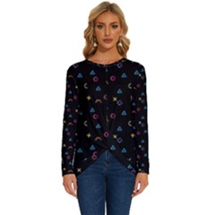 Abstract Texture Long Sleeve Crew Neck Pullover Top by anzea