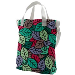 Pattern Leaves Background Nature Canvas Messenger Bag by Proyonanggan