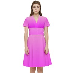 Gradient Pink - Pastel Yellow Pink Rosa Short Sleeve Waist Detail Dress by 2607694c