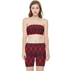 Muster Rot Schwarz Stretch Shorts And Tube Top Set by 2607694c