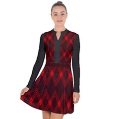 Pattern, Red, Black,  Long Sleeve Panel Dress by 2607694c