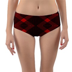 Pattern Rot Schwarz Reversible Mid-waist Bikini Bottoms by dedoma