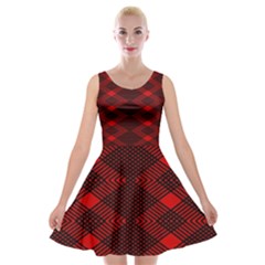 Pattern Rot Schwarz Velvet Skater Dress by dedoma