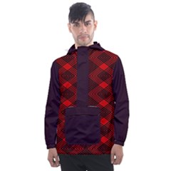 Pattern Rot Schwarz Men s Front Pocket Pullover Windbreaker by dedoma