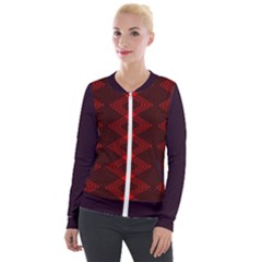 Pattern Rot Schwarz Velvet Zip Up Jacket by dedoma